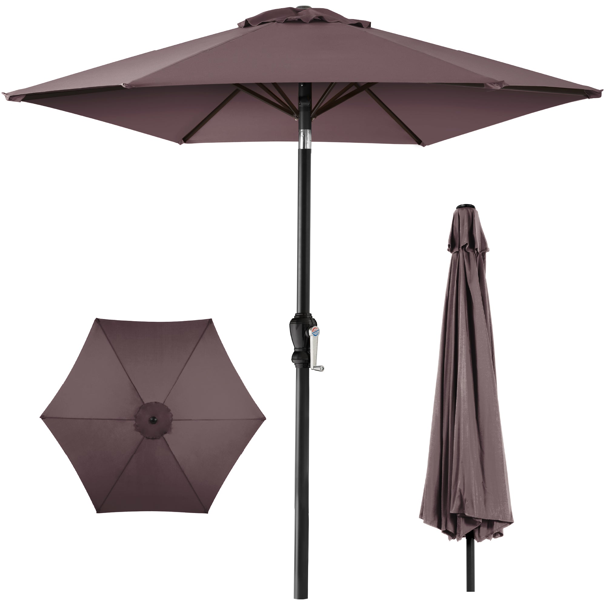Outdoor Steel Market Patio Umbrella Decoration w/ Tilt, Crank Lift - 10ft - Deep Taupe