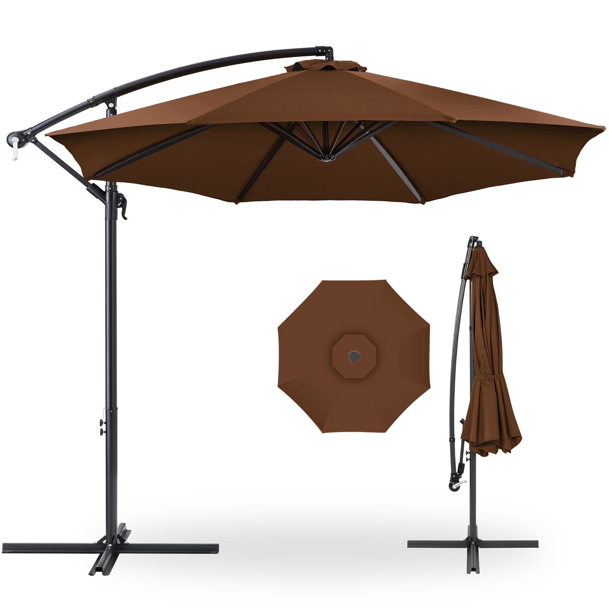 Offset Hanging Patio Umbrella - 10ft - Brown