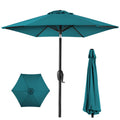 Outdoor Market Patio Umbrella w/ Push Button Tilt, Crank Lift - 7.5ft - Cerulean