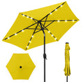 Outdoor Solar Patio Umbrella w/ Push Button Tilt, Crank Lift - 7.5ft - Yellow