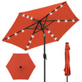 Outdoor Solar Patio Umbrella w/ Push Button Tilt, Crank Lift - 7.5ft - Rust