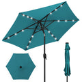 Outdoor Solar Patio Umbrella w/ Push Button Tilt, Crank Lift - 7.5ft - Cerulean