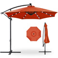 Solar LED Offset Hanging Patio Umbrella w/ Crank Tilt Adjustment - 10ft - Rust