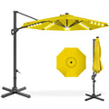 360-Degree Solar LED Cantilever Offset Patio Umbrella w/ Tilt - 10ft - Yellow