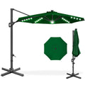 360-Degree Solar LED Cantilever Offset Patio Umbrella w/ Tilt - 10ft - Green