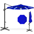 360-Degree Solar LED Cantilever Offset Patio Umbrella w/ Tilt - 10ft - Resort Blue