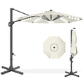 360-Degree Solar LED Cantilever Offset Patio Umbrella w/ Tilt - 10ft - Ivory