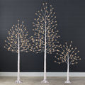 Set of 3 Lighted Twig Birch Trees, 4ft, 6ft, 8ft w/ 300 2-in-1 LEDs - White