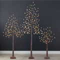 Set of 3 Lighted Twig Birch Trees, 4ft, 6ft, 8ft w/ 300 2-in-1 LEDs - Brown