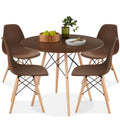 5-Piece Mid-Century Modern Dining Set w/ 4 Chairs, Wooden Legs, Metal Frame - Brown/Oak