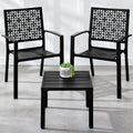 3-Piece Stackable Steel Outdoor Conversation Bistro Set - Black