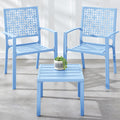 3-Piece Stackable Steel Outdoor Conversation Bistro Set - Sky Blue