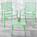3-Piece Stackable Steel Outdoor Conversation Bistro Set - Mint Green