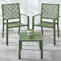 3-Piece Stackable Steel Outdoor Conversation Bistro Set - Sage Green