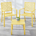 3-Piece Stackable Steel Outdoor Conversation Bistro Set - Yellow