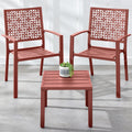 3-Piece Stackable Steel Outdoor Conversation Bistro Set - Terra Cotta