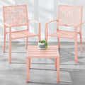 3-Piece Stackable Steel Outdoor Conversation Bistro Set - Peach