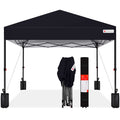 One-Person Setup Instant Pop Up Canopy w/ Case, 4 Weight Bags - 8x8ft - Black
