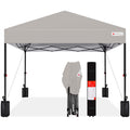 One-Person Setup Instant Pop Up Canopy w/ Case, 4 Weight Bags - 8x8ft - Light Gray
