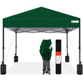 One-Person Setup Instant Pop Up Canopy w/ Case, 4 Weight Bags - 8x8ft - Forest Green
