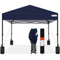 One-Person Setup Instant Pop Up Canopy w/ Case, 4 Weight Bags - 8x8ft - Navy Blue