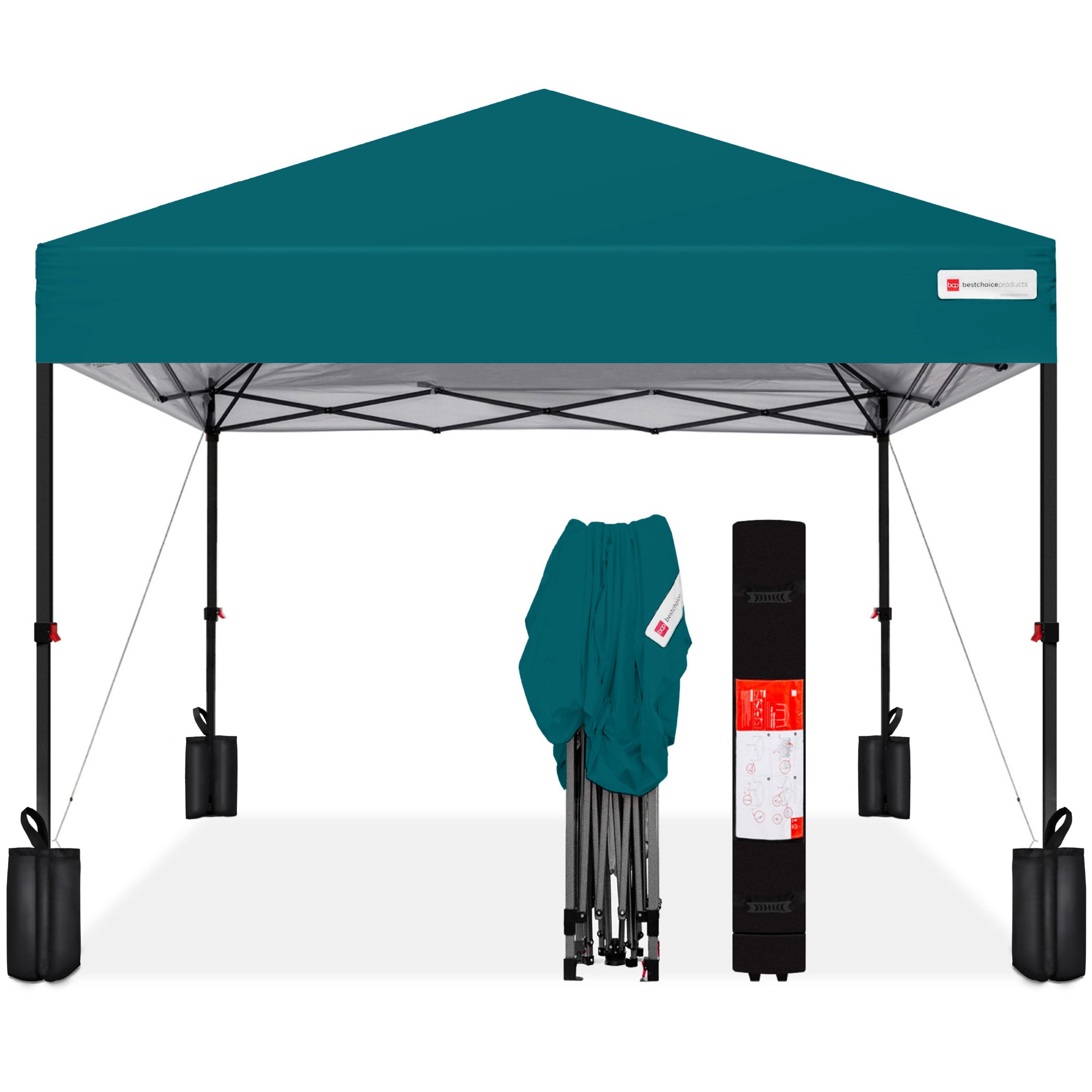 One-Person Setup Instant Pop Up Canopy w/ Case, 4 Weight Bags - 12x12ft - Cerulean