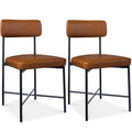 Dining Chair Set of 2, Faux Leather, Standard Height, Metal Frame - Camel Brown