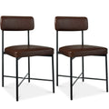 Dining Chair Set of 2, Faux Leather, Standard Height, Metal Frame - Mocha Brown