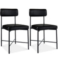 Dining Chair Set of 2, Faux Leather, Standard Height, Metal Frame - Midnight Black