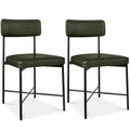Dining Chair Set of 2, Faux Leather, Standard Height, Metal Frame - Moss Green