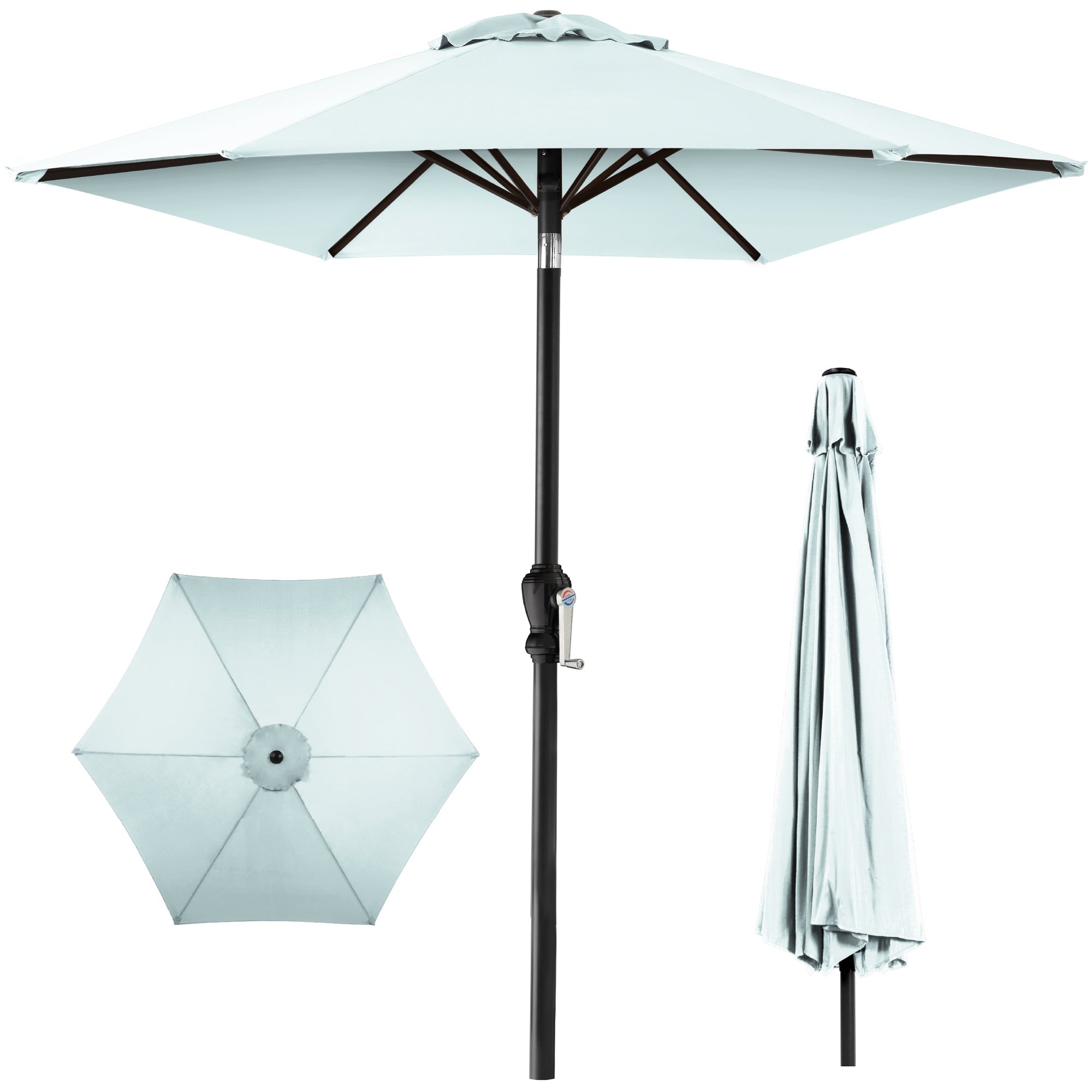 Outdoor Steel Market Patio Umbrella Decoration w/ Tilt, Crank Lift - 10ft - Baby Blue