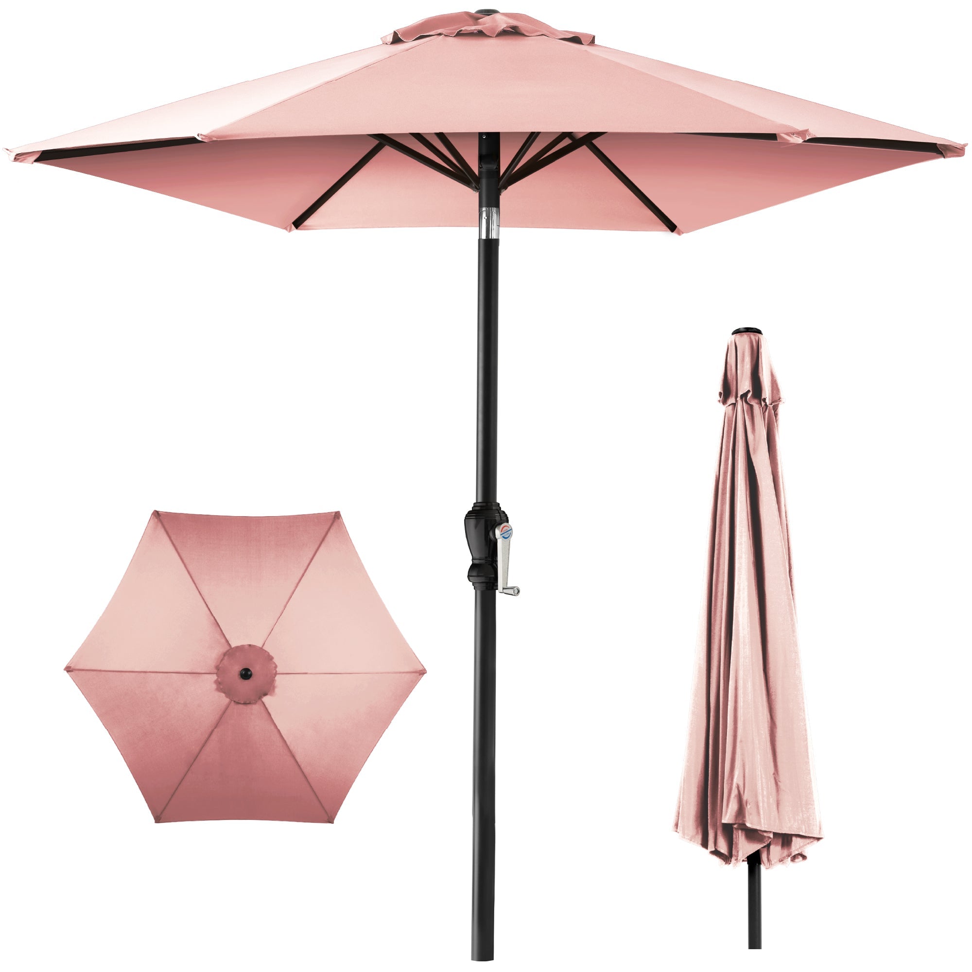 Outdoor Steel Market Patio Umbrella Decoration w/ Tilt, Crank Lift - 10ft - Rose Quartz