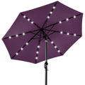 Solar LED Lighted Patio Umbrella w/ Tilt Adjustment, UV-Resistant - 10ft - Amethyst Purple