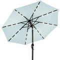 Solar LED Lighted Patio Umbrella w/ Tilt Adjustment, UV-Resistant - 10ft - Baby Blue