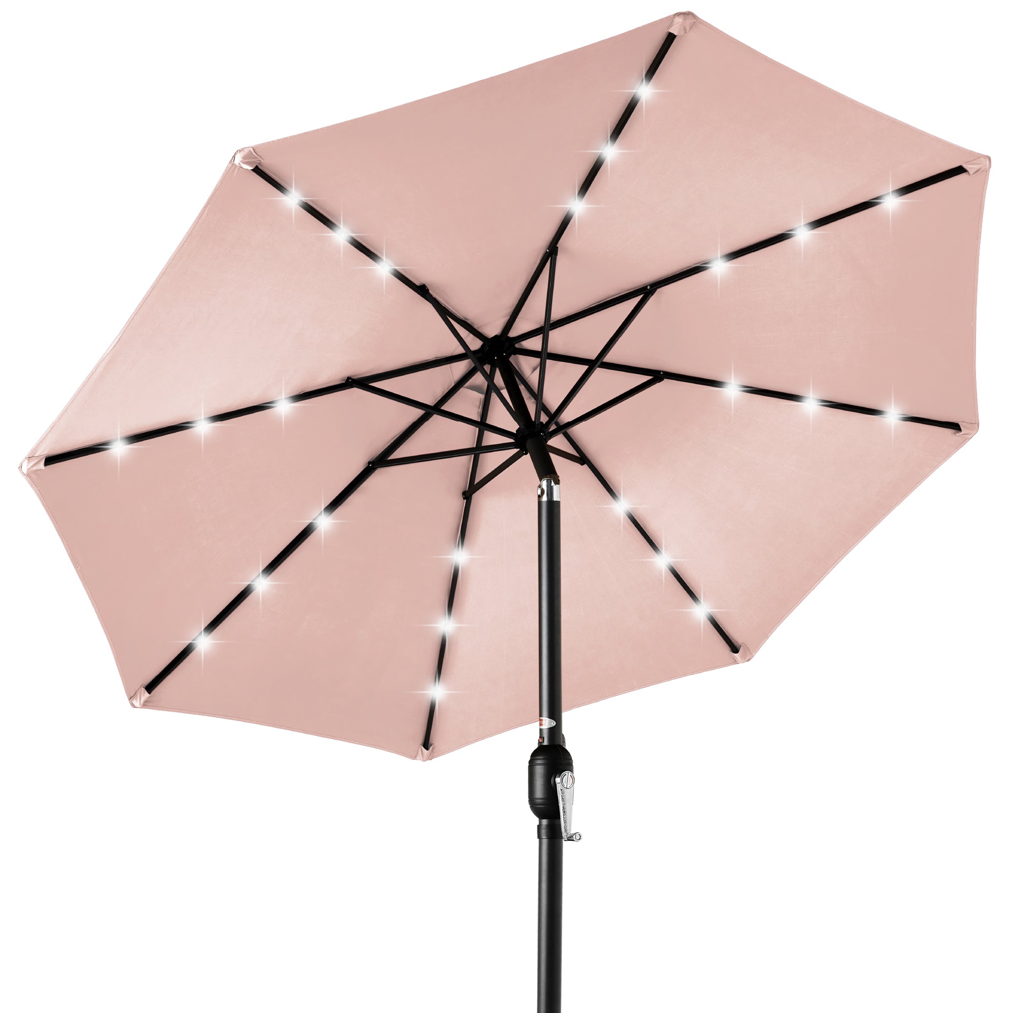 Solar LED Lighted Patio Umbrella w/ Tilt Adjustment, UV-Resistant - 10ft - Rose Quartz