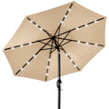 Solar LED Lighted Patio Umbrella w/ Tilt Adjustment, UV-Resistant - 10ft - Sand