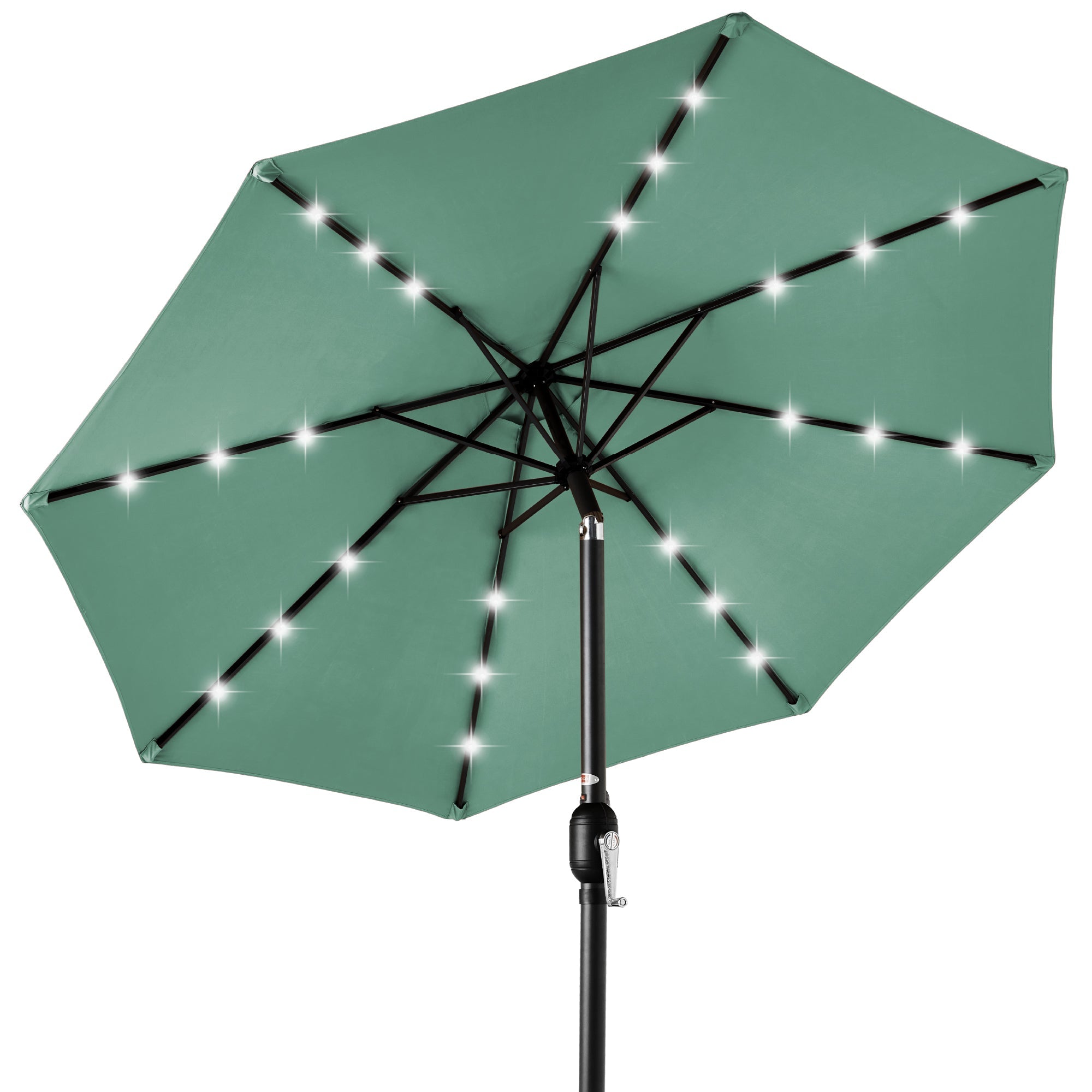 Solar LED Lighted Patio Umbrella w/ Tilt Adjustment, UV-Resistant - 10ft - Seaglass