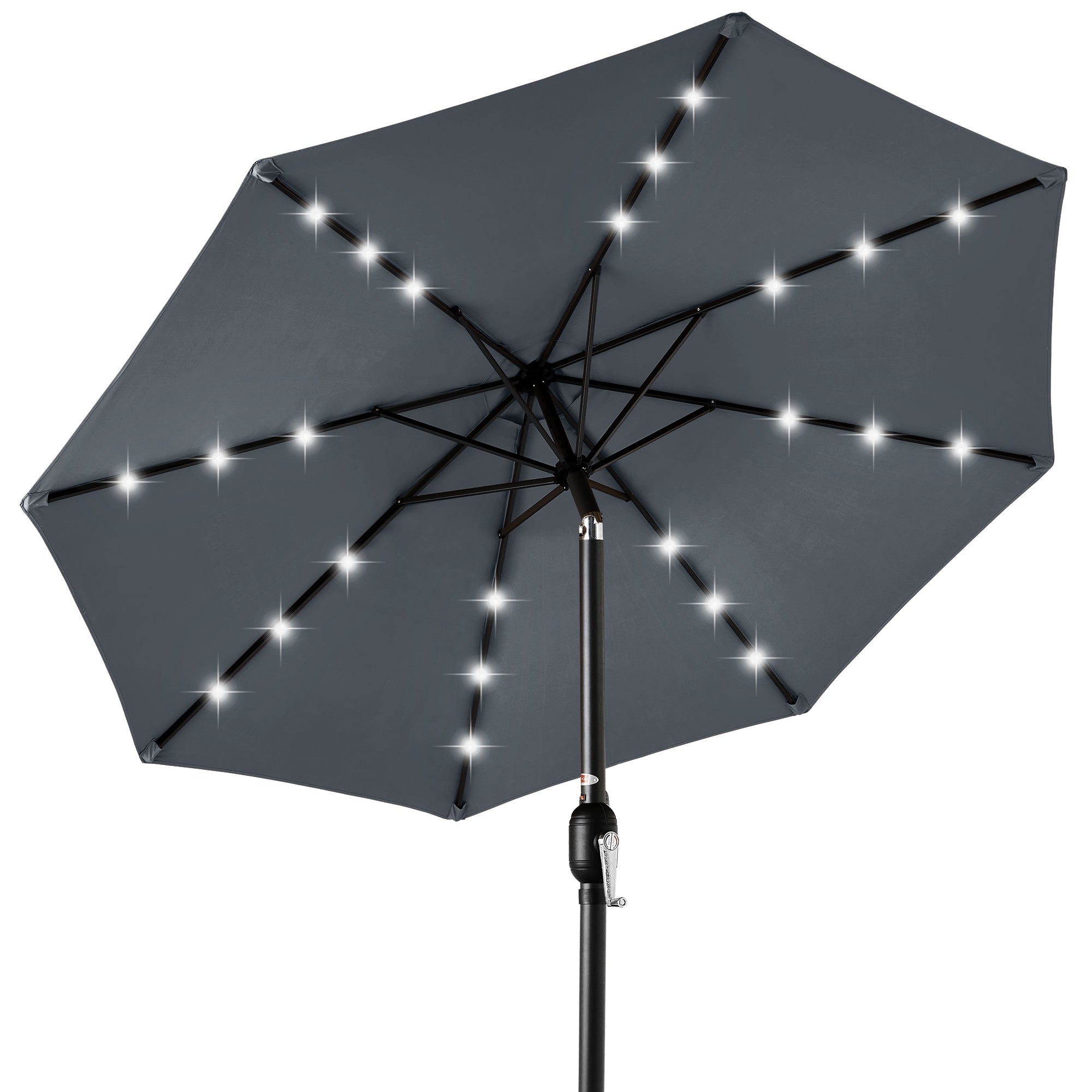 Solar LED Lighted Patio Umbrella w/ Tilt Adjustment, UV-Resistant - 10ft - Slate