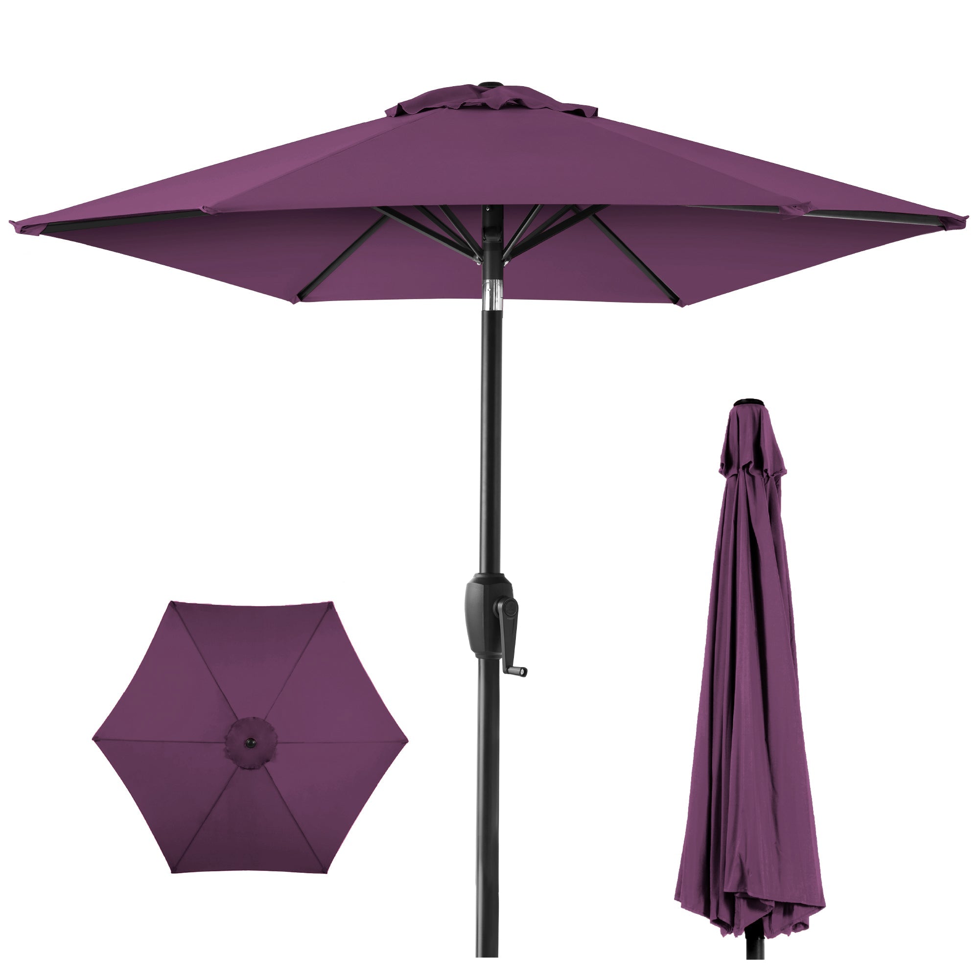 Outdoor Market Patio Umbrella w/ Push Button Tilt, Crank Lift - 7.5ft - Amethyst Purple
