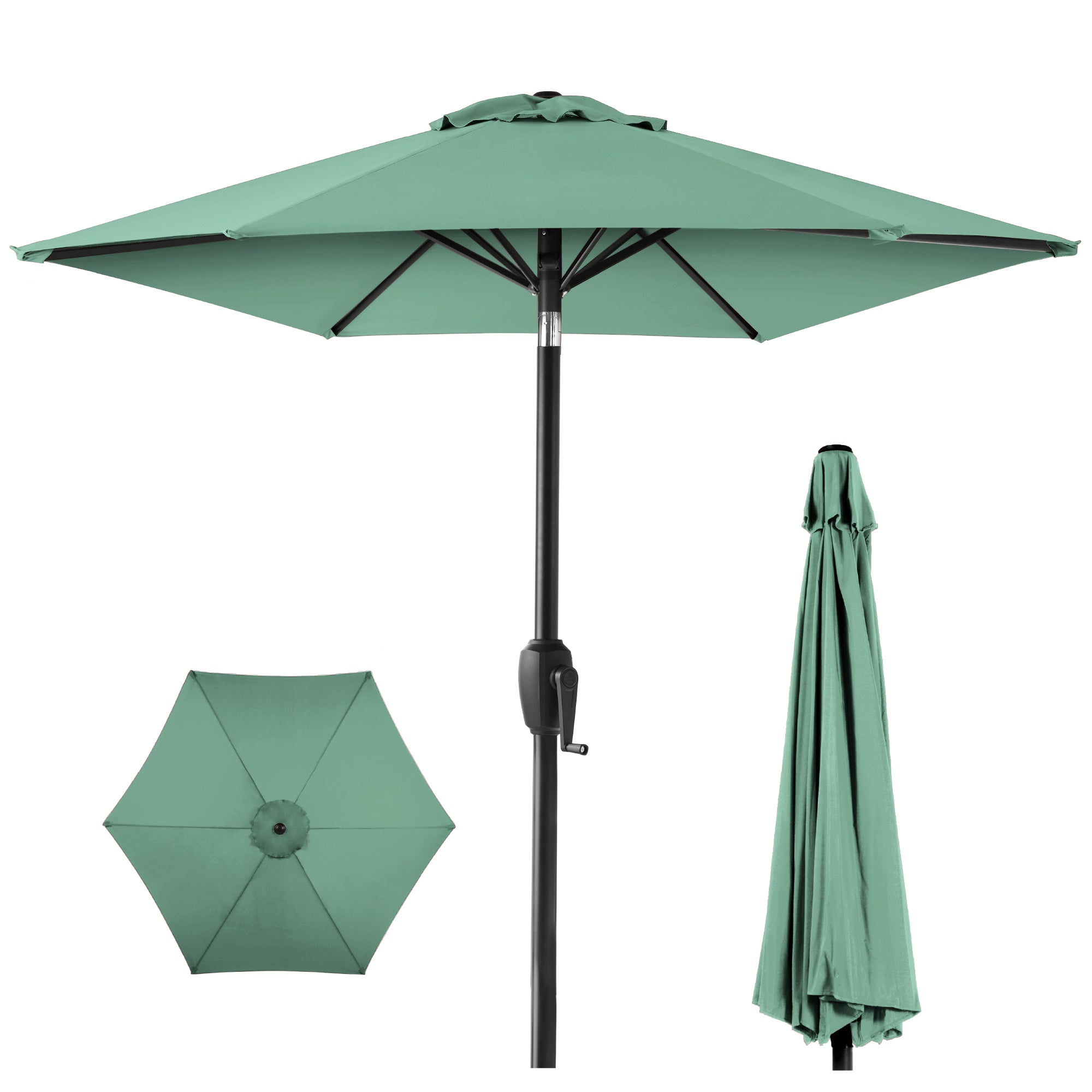 Outdoor Market Patio Umbrella w/ Push Button Tilt, Crank Lift - 7.5ft - Seaglass
