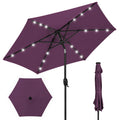 Outdoor Solar Patio Umbrella w/ Push Button Tilt, Crank Lift - 7.5ft - Amethyst Purple