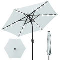 Outdoor Solar Patio Umbrella w/ Push Button Tilt, Crank Lift - 7.5ft - Baby Blue