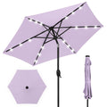 Outdoor Solar Patio Umbrella w/ Push Button Tilt, Crank Lift - 7.5ft - Lavender