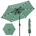 Outdoor Solar Patio Umbrella w/ Push Button Tilt, Crank Lift - 7.5ft - Seaglass
