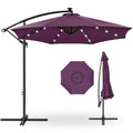 Solar LED Offset Hanging Patio Umbrella w/ Crank Tilt Adjustment - 10ft - Amethyst Purple