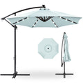 Solar LED Offset Hanging Patio Umbrella w/ Crank Tilt Adjustment - 10ft - Baby Blue