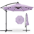 Solar LED Offset Hanging Patio Umbrella w/ Crank Tilt Adjustment - 10ft - Lavender
