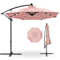 Solar LED Offset Hanging Patio Umbrella w/ Crank Tilt Adjustment - 10ft - Rose Quartz