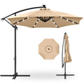 Solar LED Offset Hanging Patio Umbrella w/ Crank Tilt Adjustment - 10ft - Sand