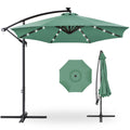 Solar LED Offset Hanging Patio Umbrella w/ Crank Tilt Adjustment - 10ft - Seaglass